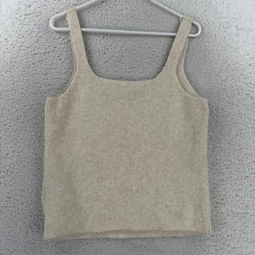 J.Crew Tank Top Womens 2XL Beige Square Neck Cable Knit Alpaca Blend Sweater